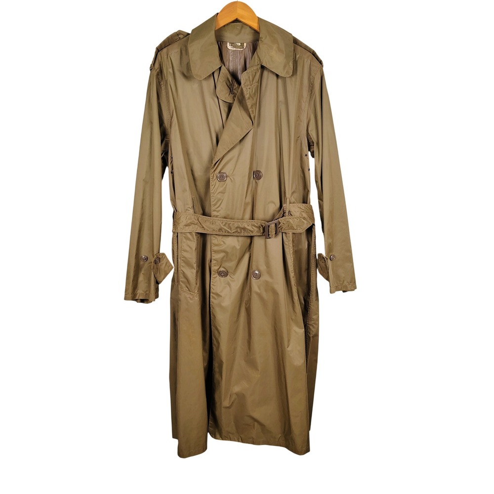 VTG Mens SZ 36 Long Sidran Sportswear Raincoat Taupe Military Trench Gorpcore